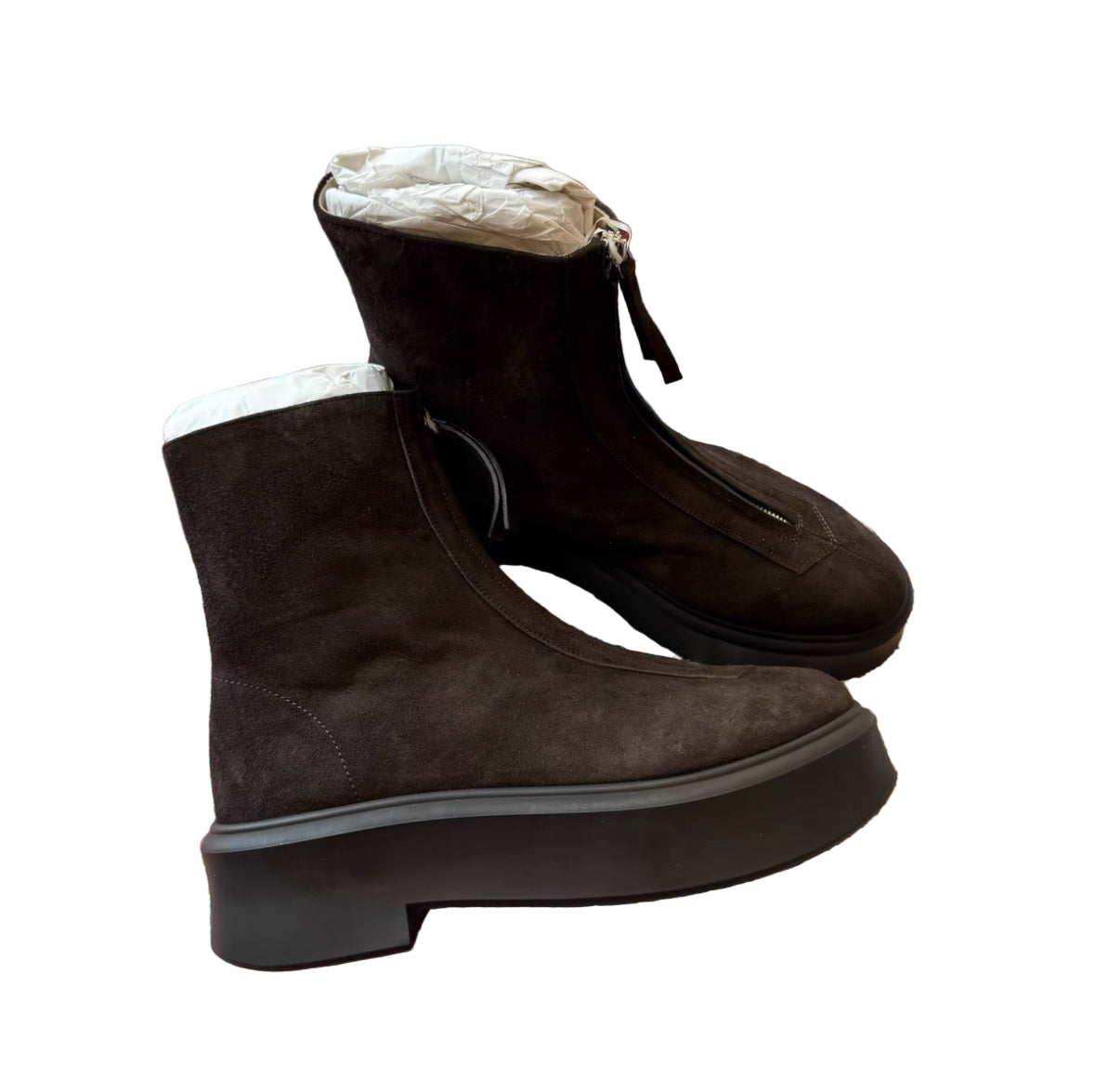 The Row Zipped Suede Tall Boots(F1144L25DBR)