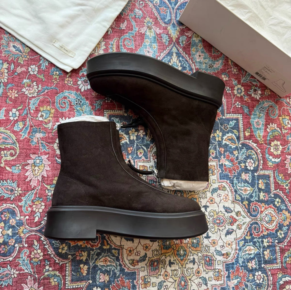 The Row Zipped Suede Tall Boots(F1144L25DBR)