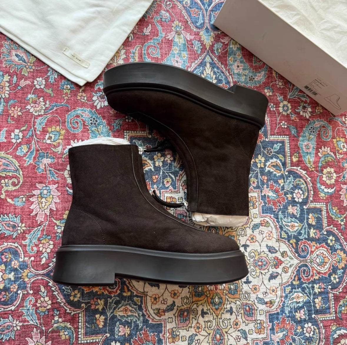 The Row Zipped Suede Tall Boots(F1144L25DBR)
