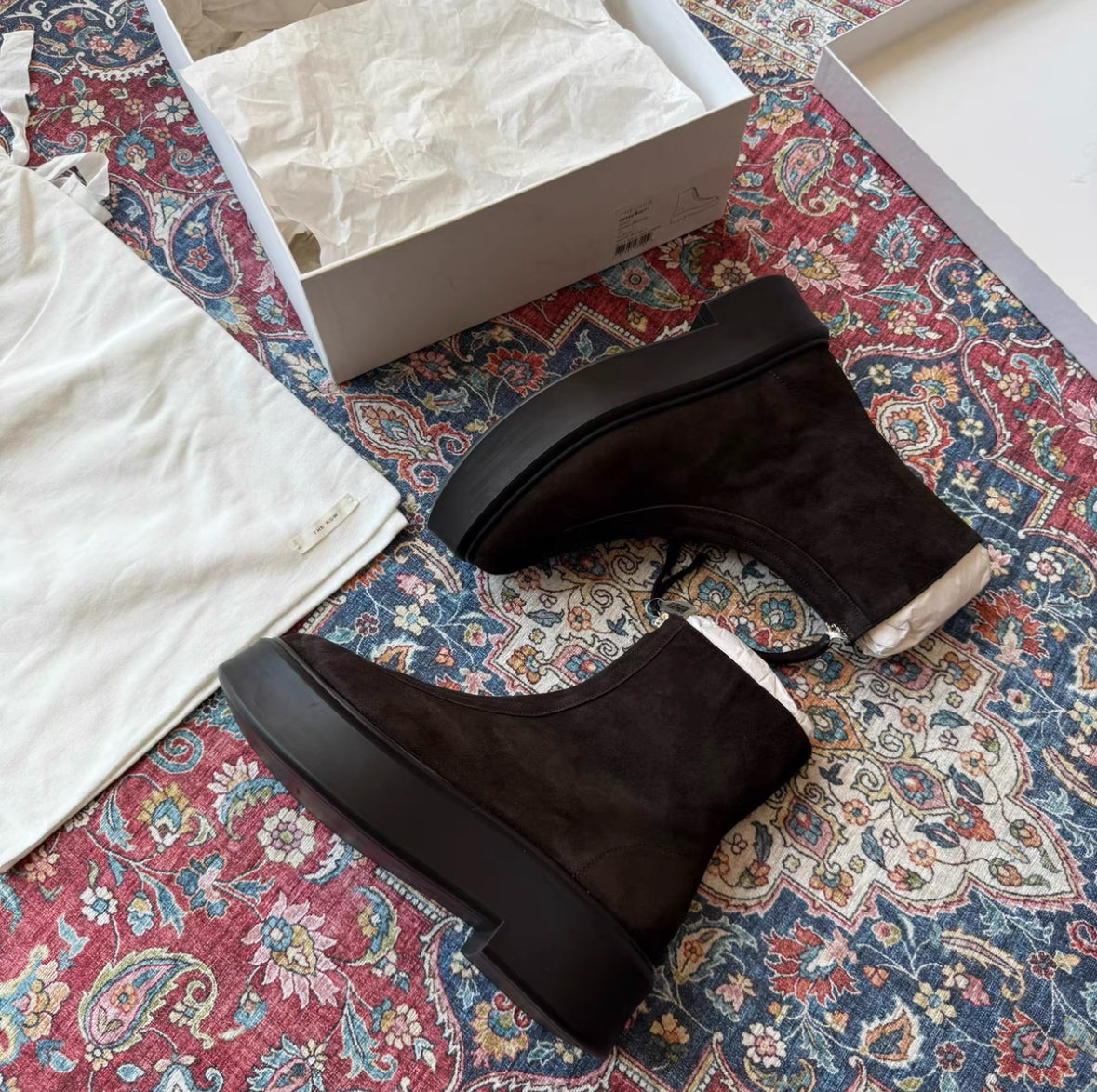 The Row Zipped Suede Tall Boots(F1144L25DBR)