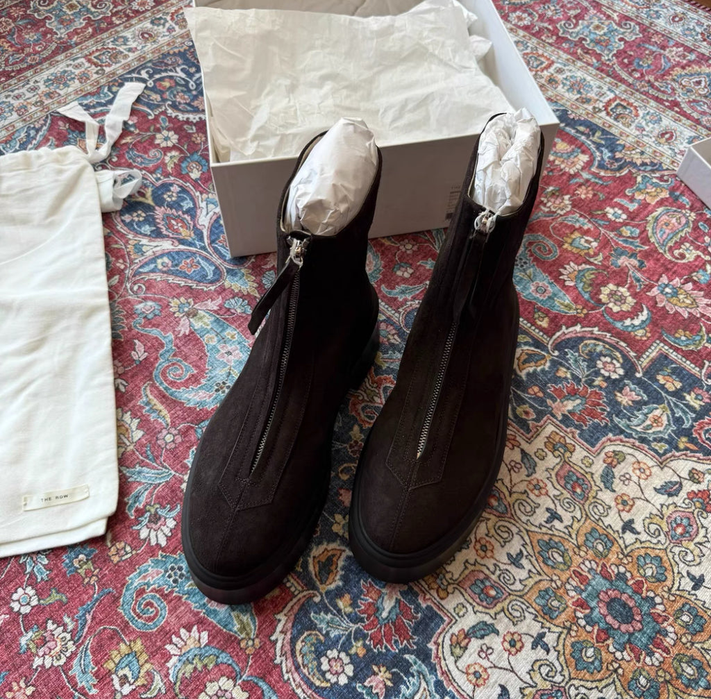 The Row Zipped Suede Tall Boots(F1144L25DBR)