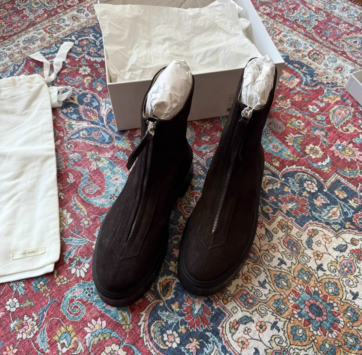 The Row Zipped Suede Tall Boots(F1144L25DBR)
