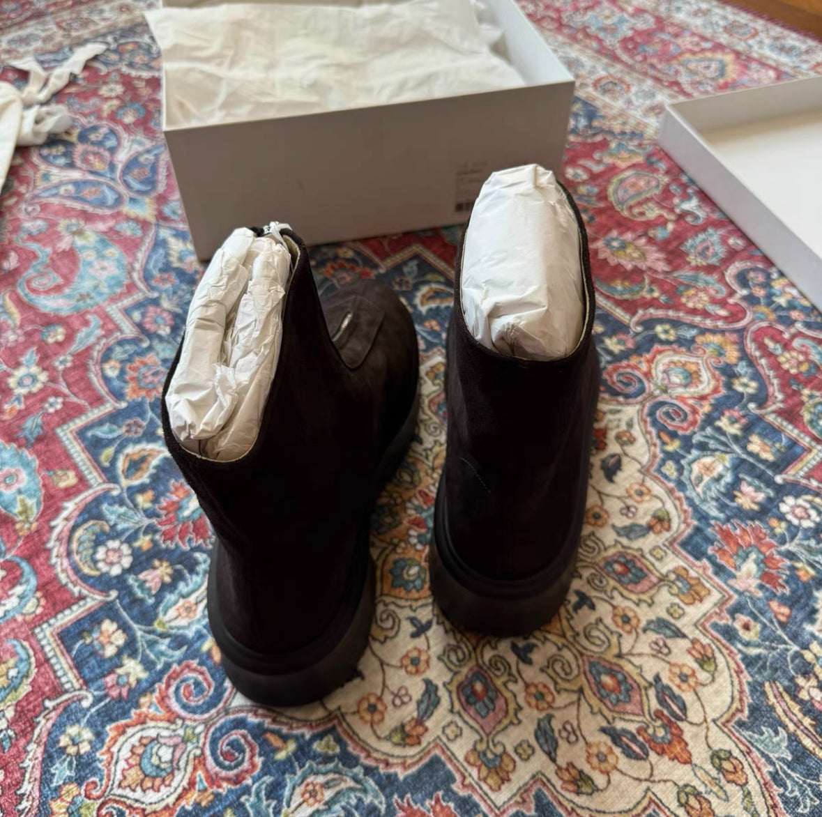 The Row Zipped Suede Tall Boots(F1144L25DBR)