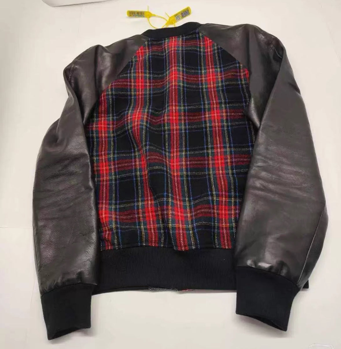 Gucci Leather & Hair-On Fabric Baseball Jacket with Sheepskin Sleeves – Warm