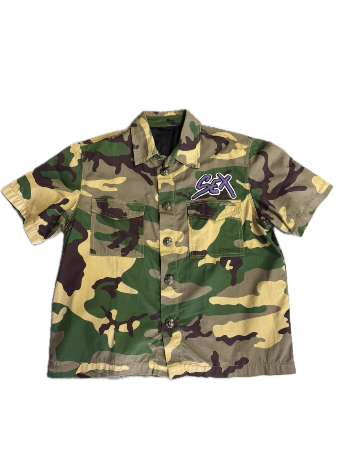 Chrome Hearts x Matty Boy Sex Records Camo Leather Patch Shirt