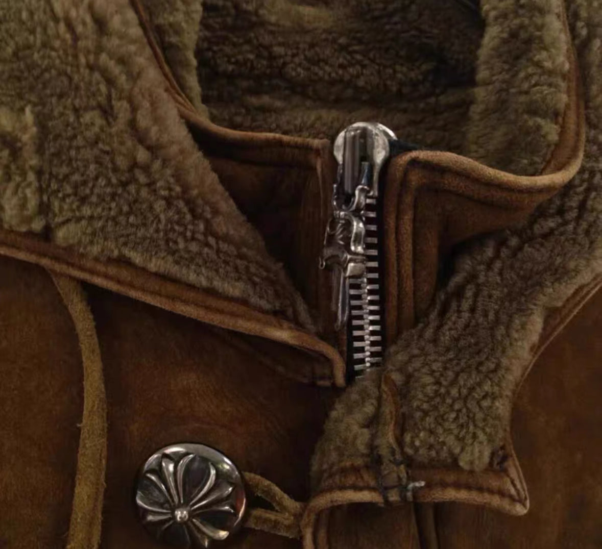 Chrome Hearts Shearling Hooded Coat – Brown Suede (Rare 1 of 1)