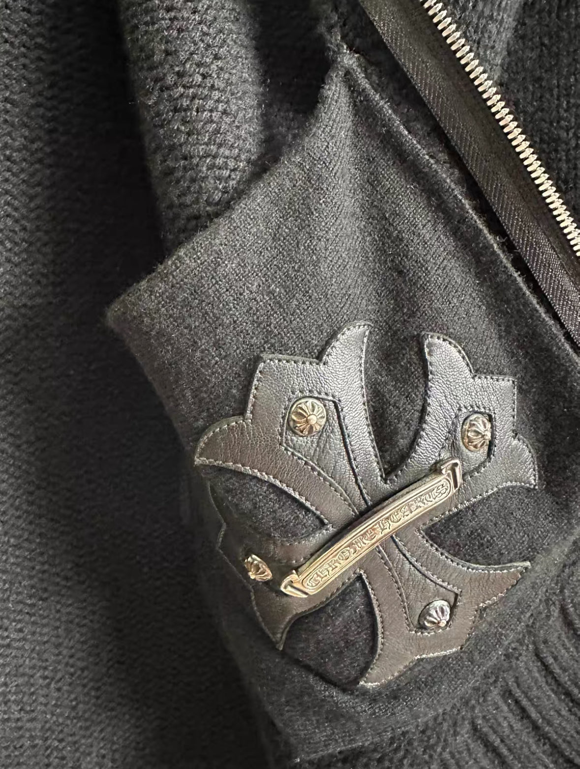 Chrome Hearts Cashmere Leather Patch Hoodie – Arm Patch