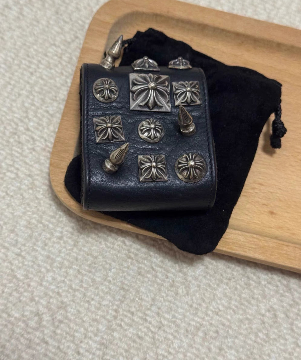 Chrome Hearts Multi-Element Bullet & Square Leather Bracelet