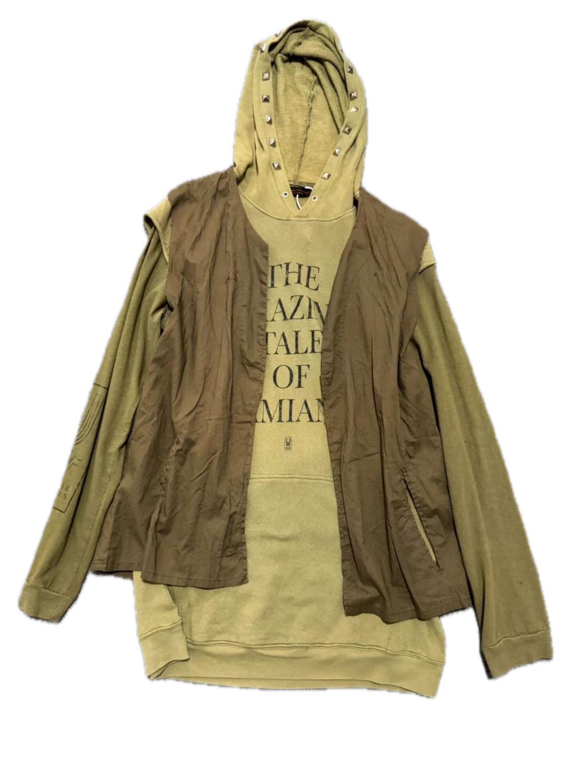 Undercover Brown/Green Layered Studded Hoodie – Rare