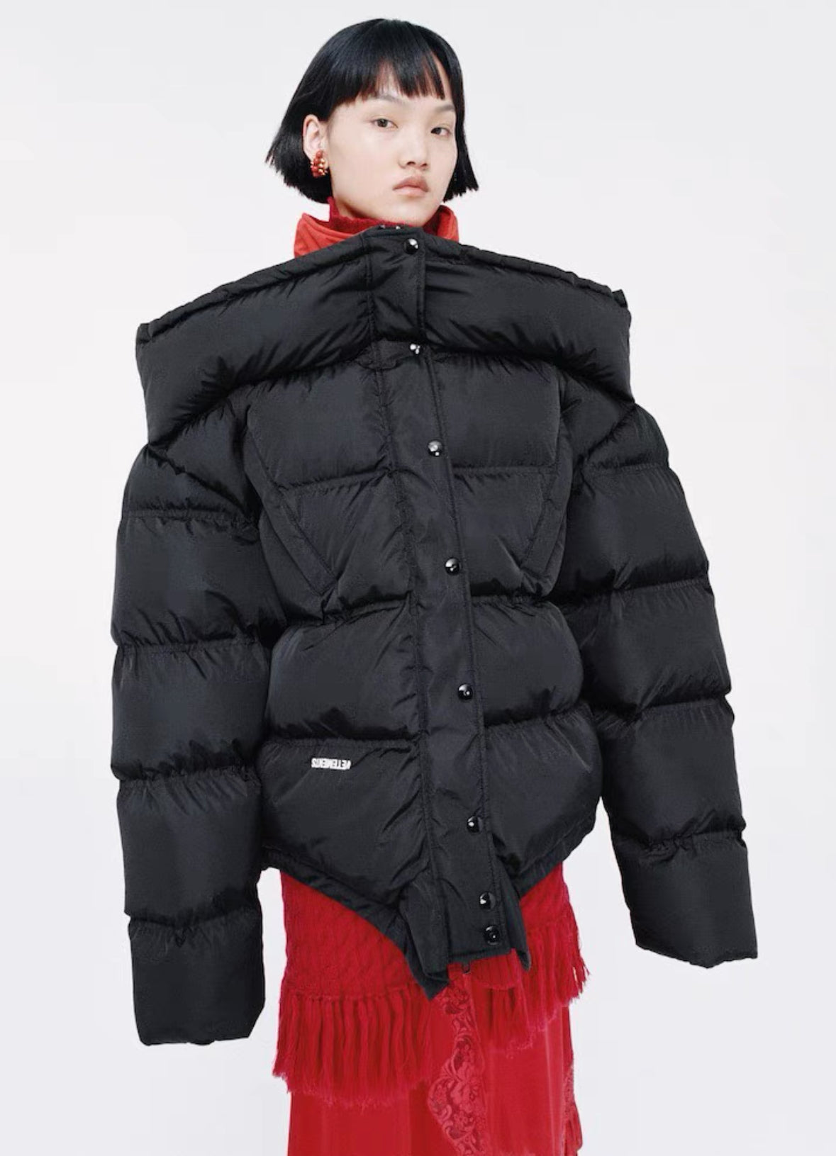 Vetements 19AW Upside Down Parental Advisory Label Puffer Bomber Jacket