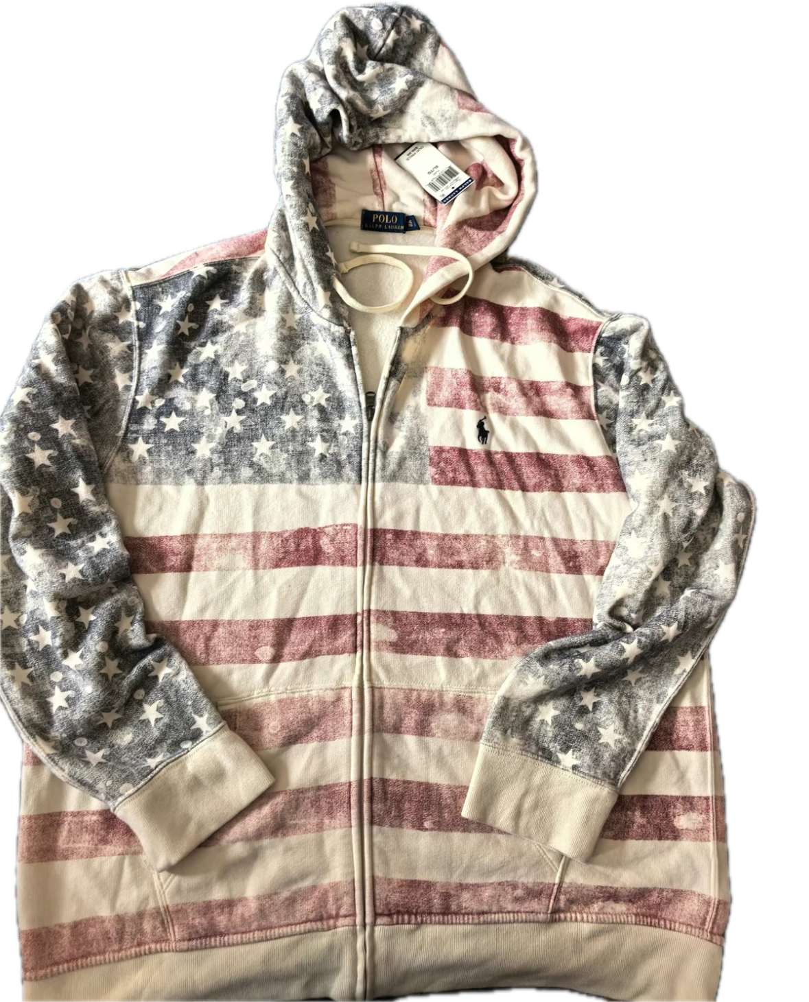 Polo Ralph Lauren Flag Print Hoodie White Stars Stripes