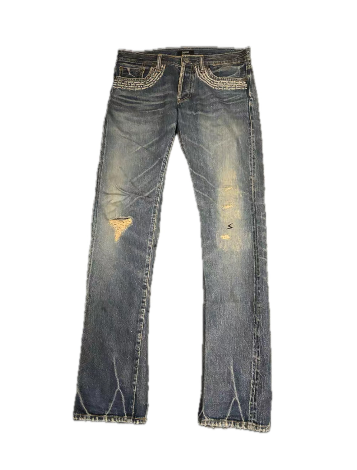 Undercover 09SS Neoboy Poptones Poetry Embroidery Washed Jeans