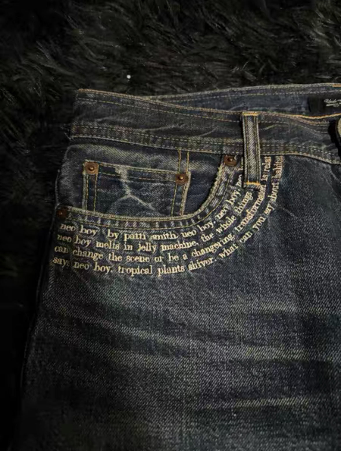 Undercover 09SS Neoboy Poptones Poetry Embroidery Washed Jeans