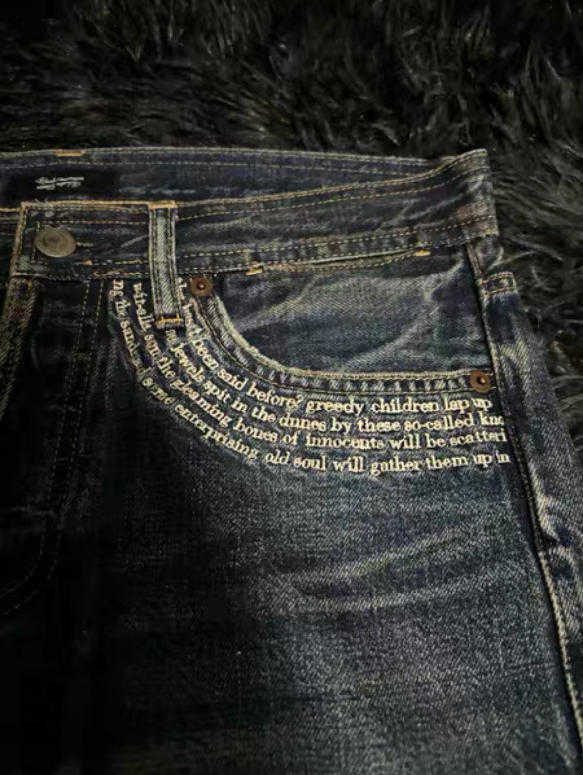 Undercover 09SS Neoboy Poptones Poetry Embroidery Washed Jeans