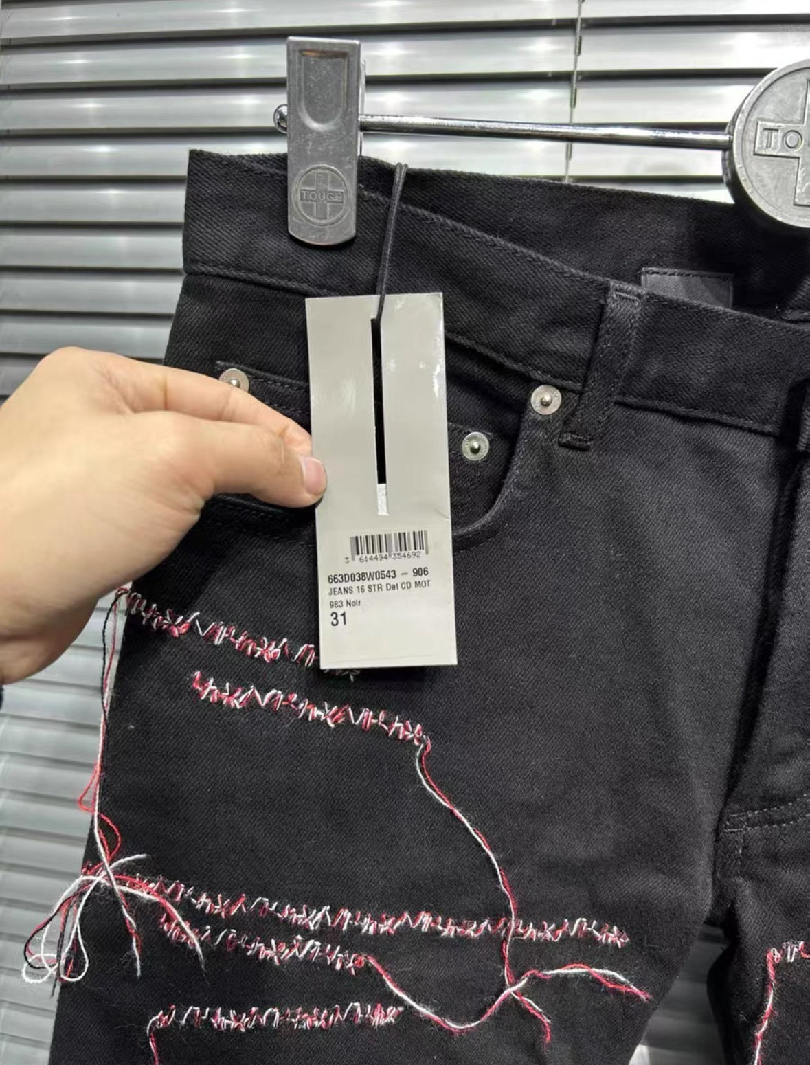 Dior Runway Exclusive Black Jeans Red Stitching
