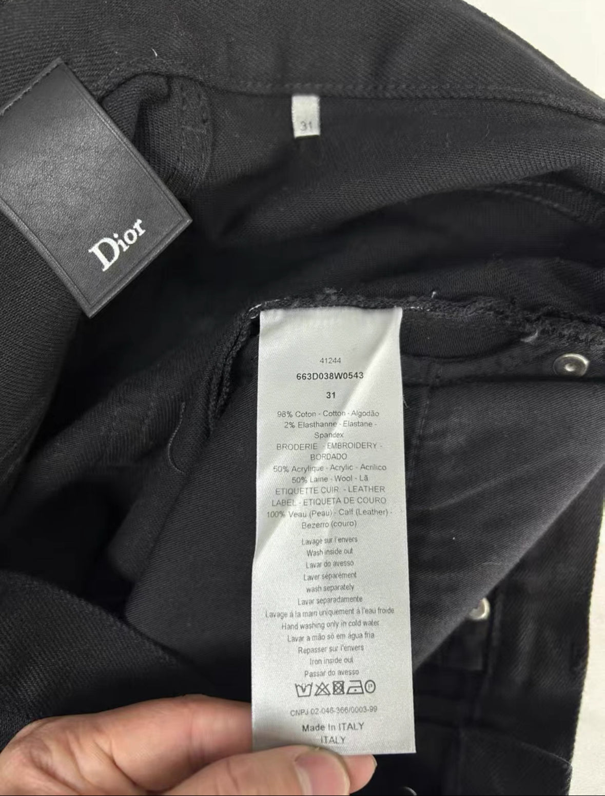 Dior Runway Exclusive Black Jeans Red Stitching