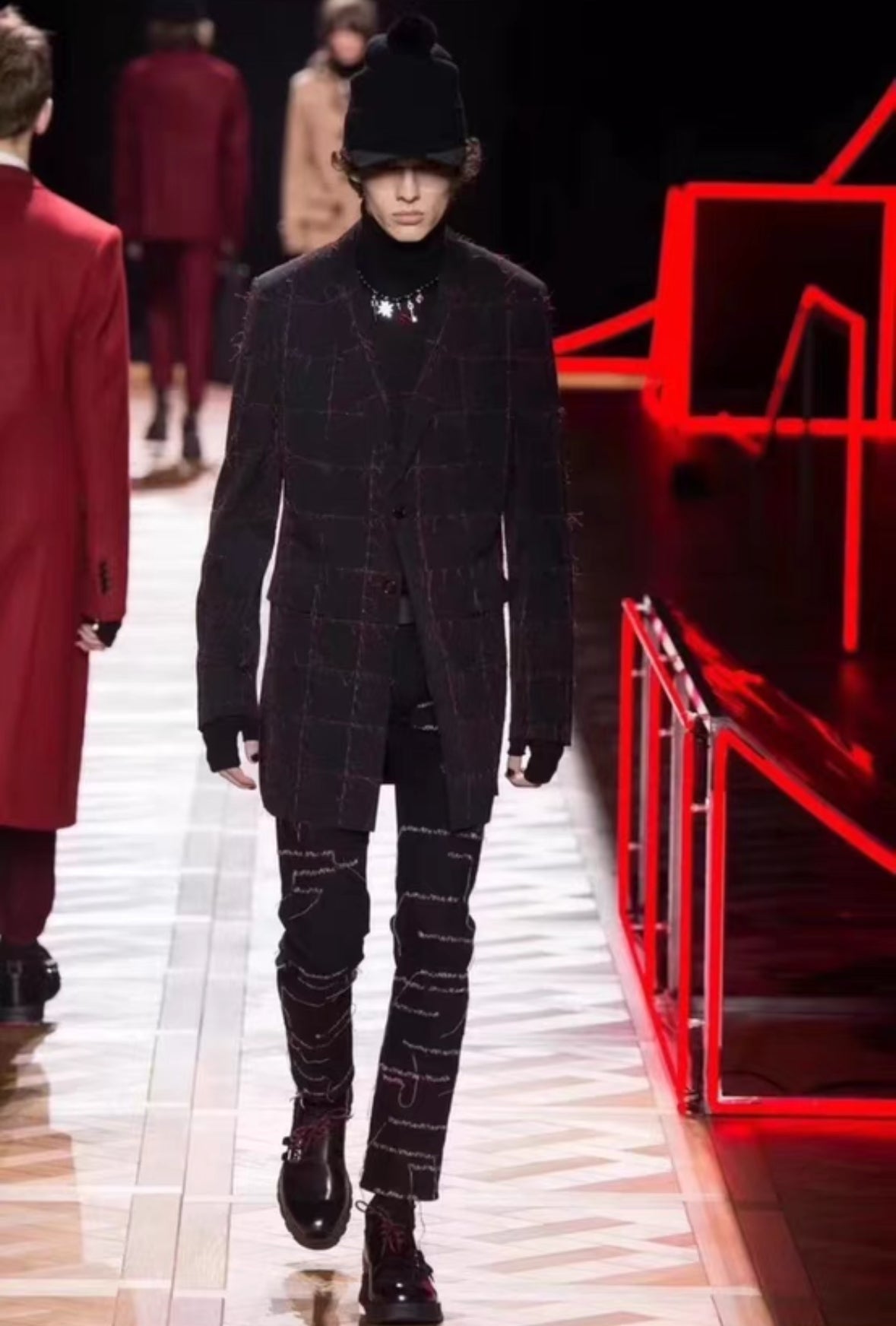 Dior Runway Exclusive Black Jeans Red Stitching