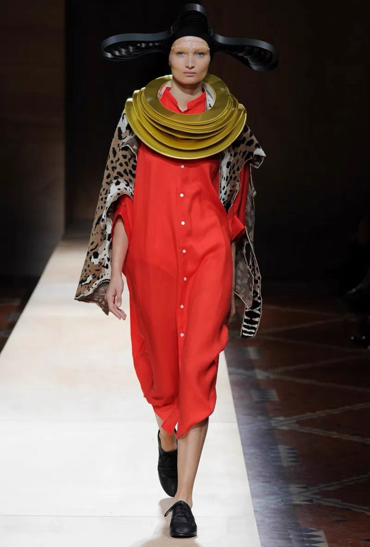 Junya Watanabe CDG Leopard Wool Shawl 2016 Runway