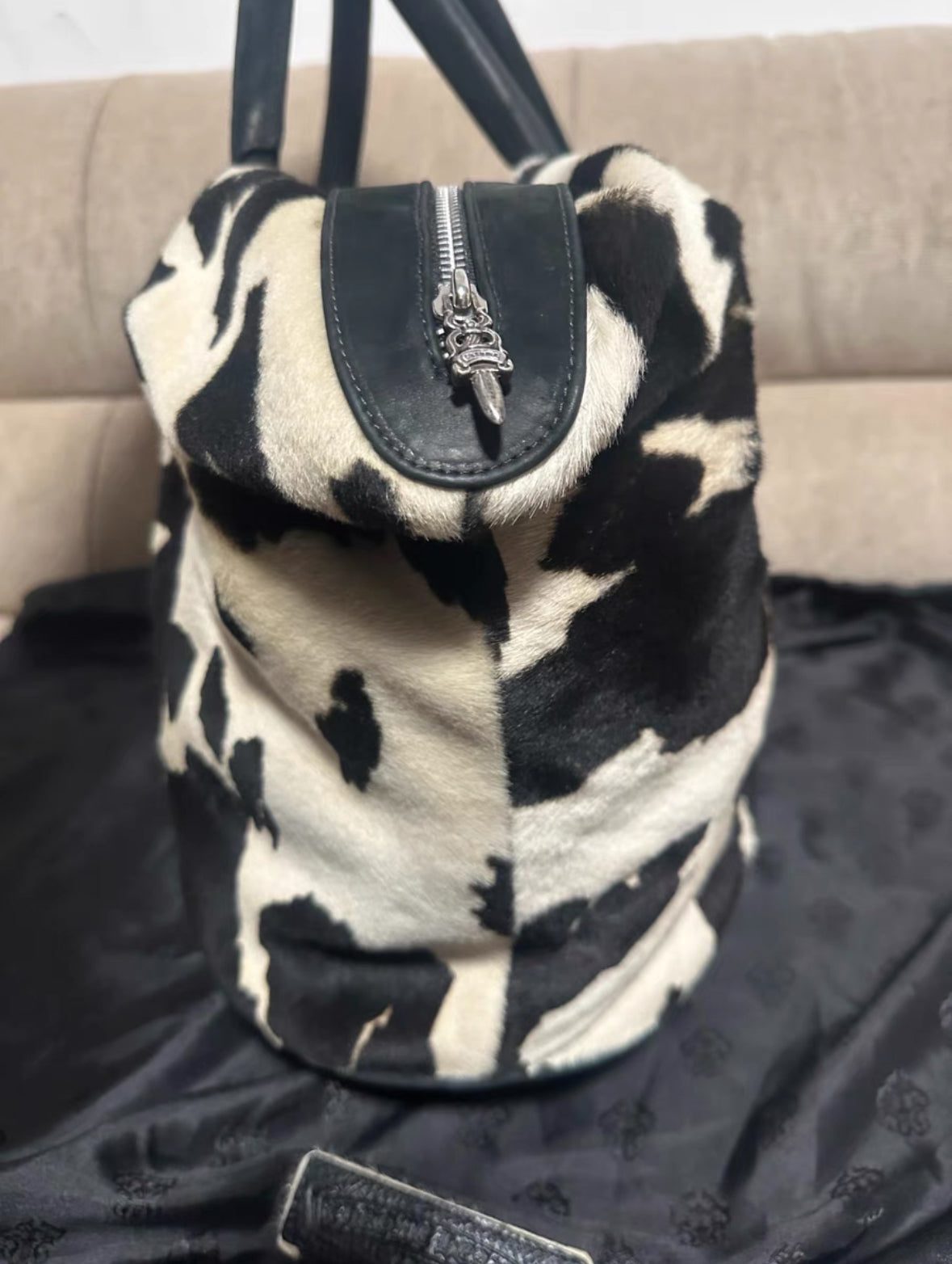 Chrome Hearts Lyon Pony Hair Duffle Bag — Cow Print