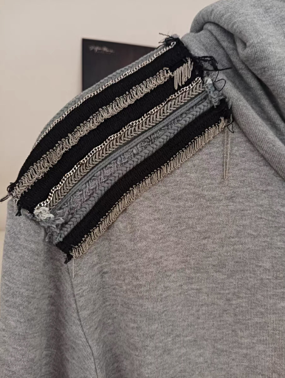 Balmain Homme Zipper Hoodie with Shoulder Accents