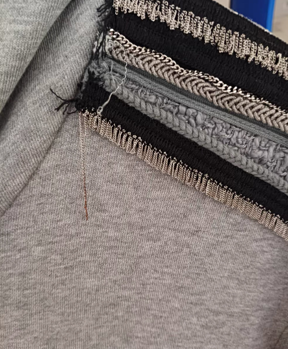 Balmain Homme Zipper Hoodie with Shoulder Accents