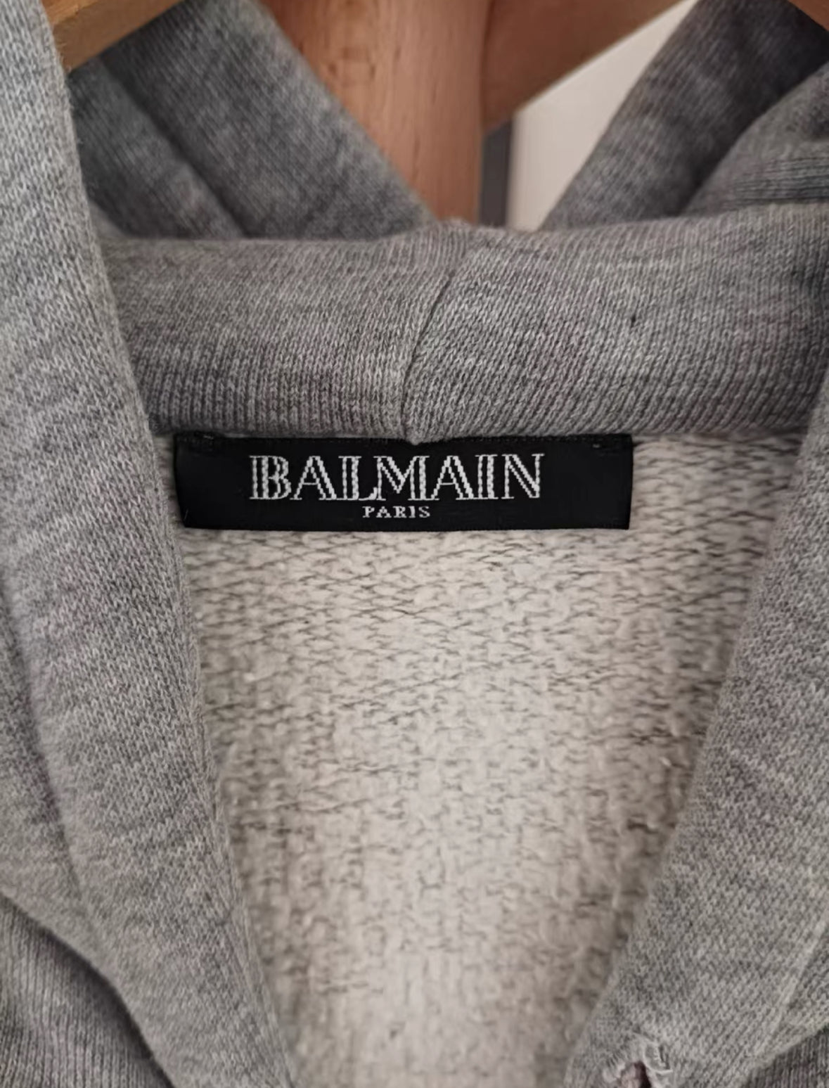 Balmain Homme Zipper Hoodie with Shoulder Accents