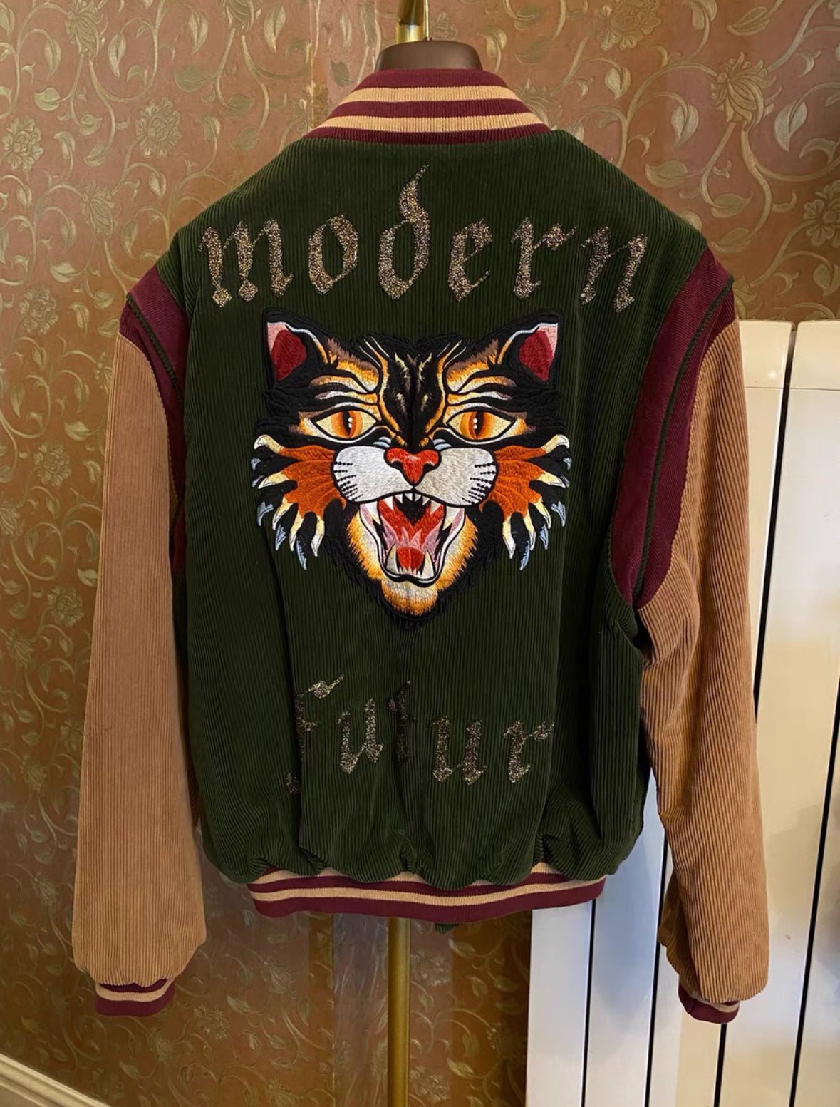 Gucci Embroidered Tiger Corduroy Varsity Jacket