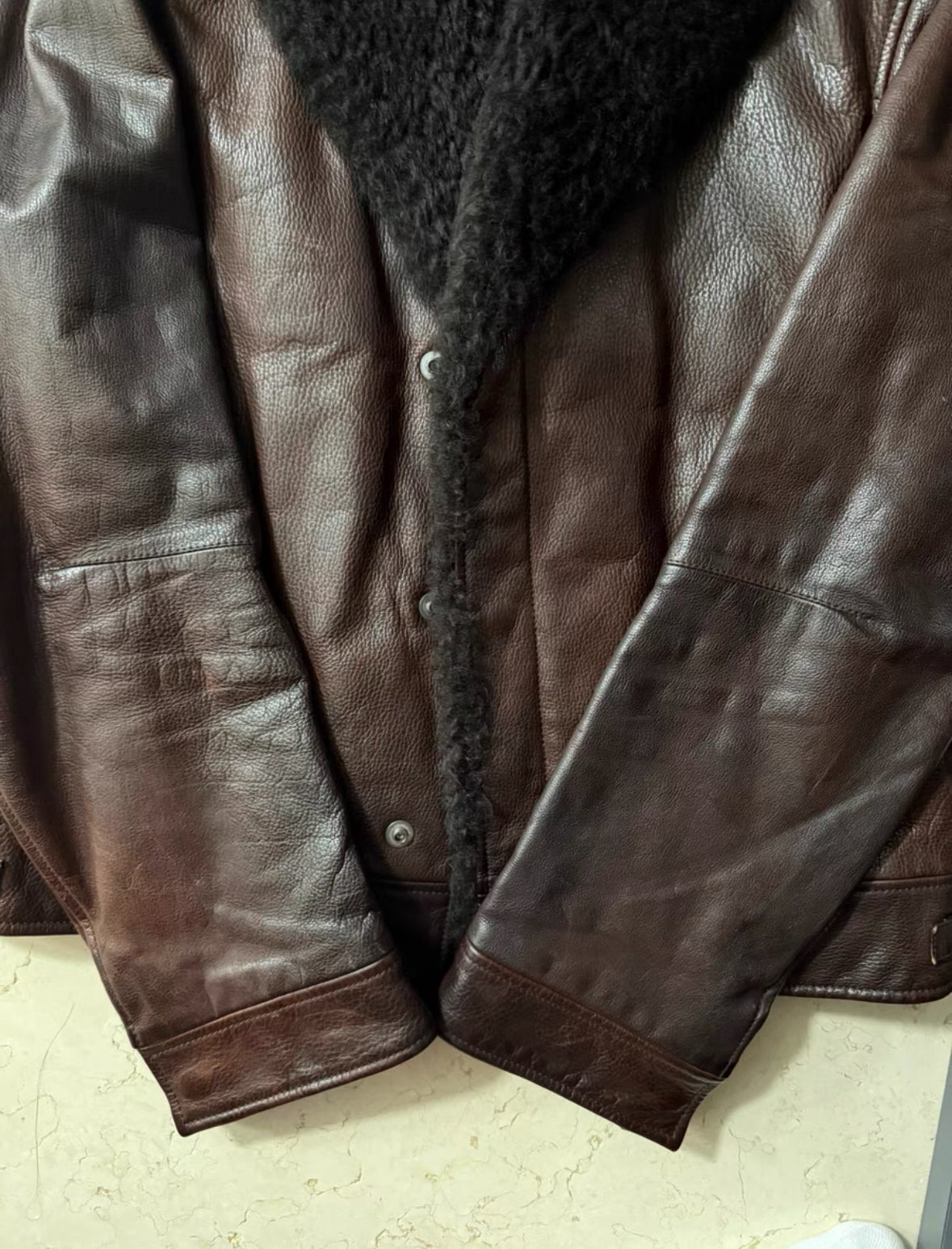 Gucci Leather Moto Jacket with Shearling Collar