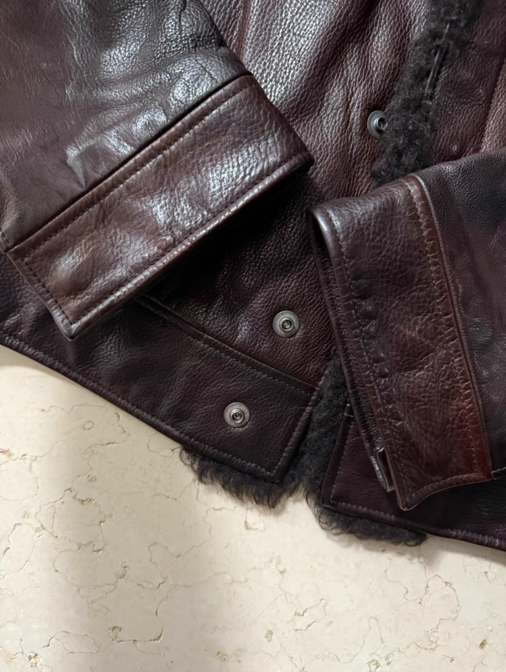 Gucci Leather Moto Jacket with Shearling Collar