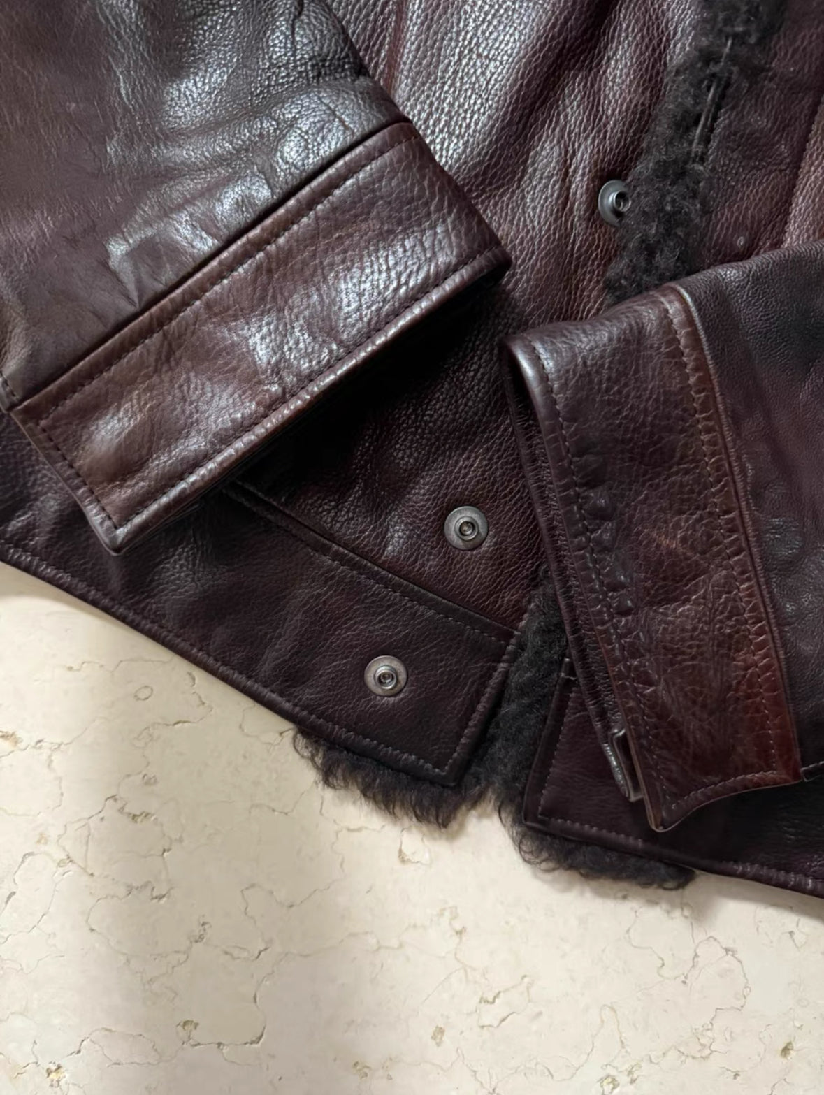 Gucci Leather Moto Jacket with Shearling Collar
