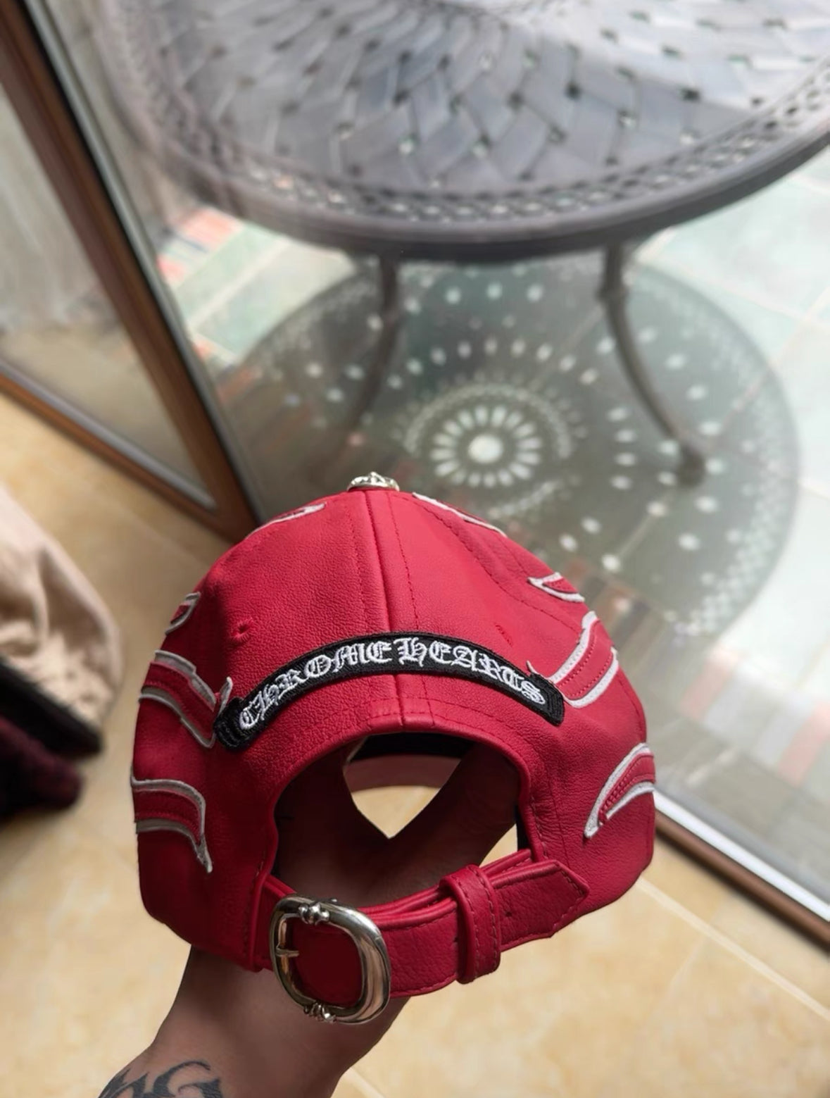 Chrome Hearts Flame Patchwork Leather Cap — Younglord Worn