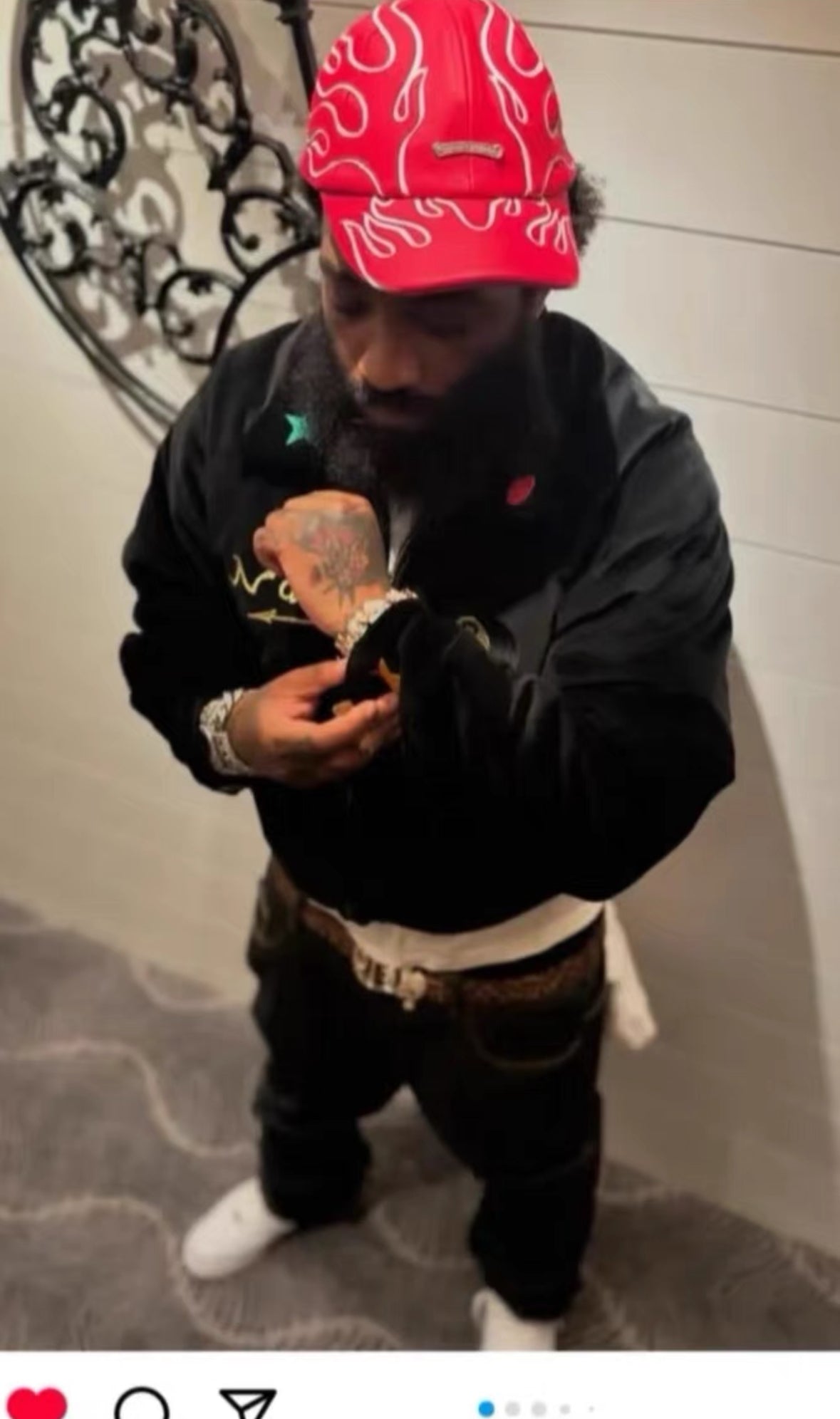 Chrome Hearts Flame Patchwork Leather Cap — Younglord Worn