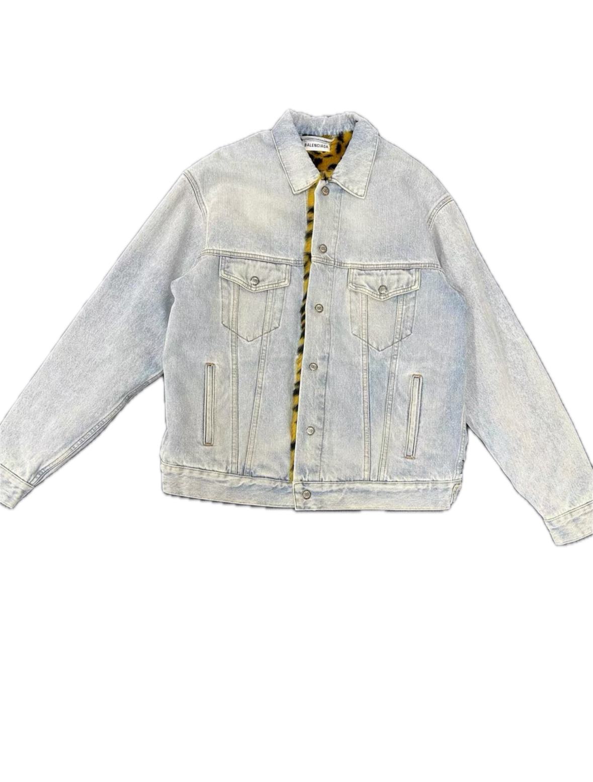 Balenciaga Leopard Lined Denim Jacket
