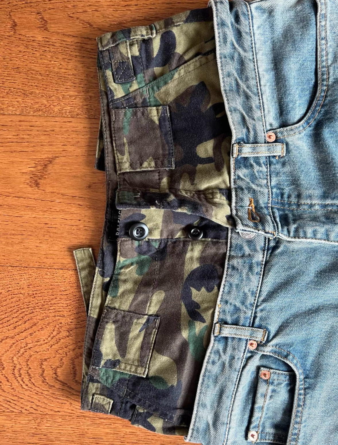 Balenciaga 21FW 'Tomorrow World' Double-Waist Camo Jeans