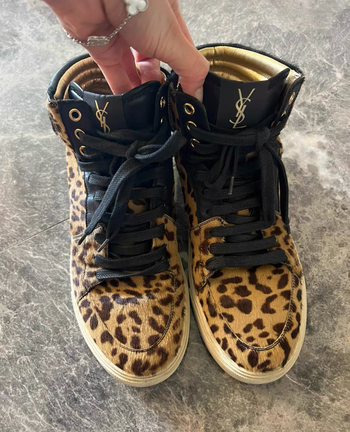 Yves Saint Laurent Leopard High-Top Sneakers