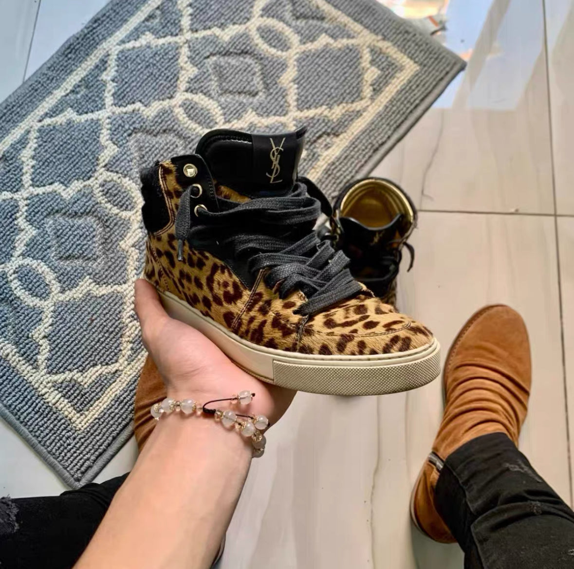 Yves Saint Laurent Leopard High-Top Sneakers