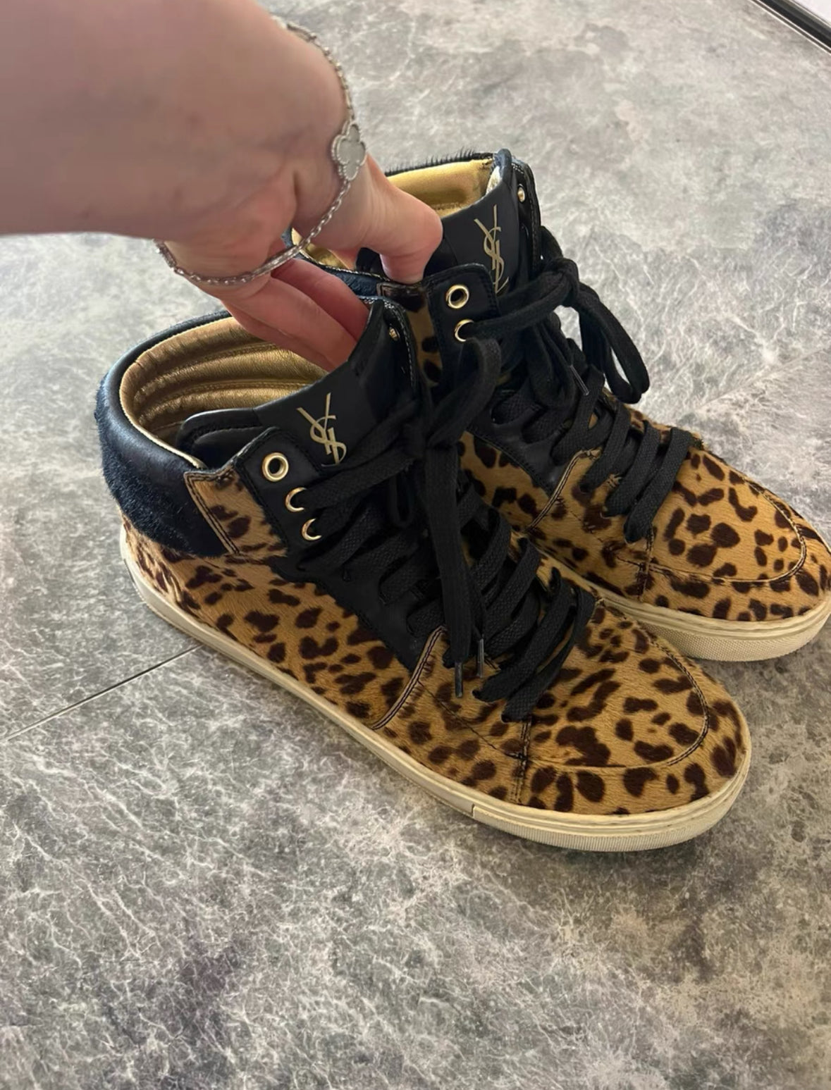 Yves Saint Laurent Leopard High-Top Sneakers
