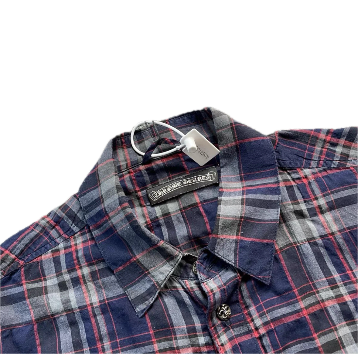 Chrome Hearts Plaid Leather Panel Shirt