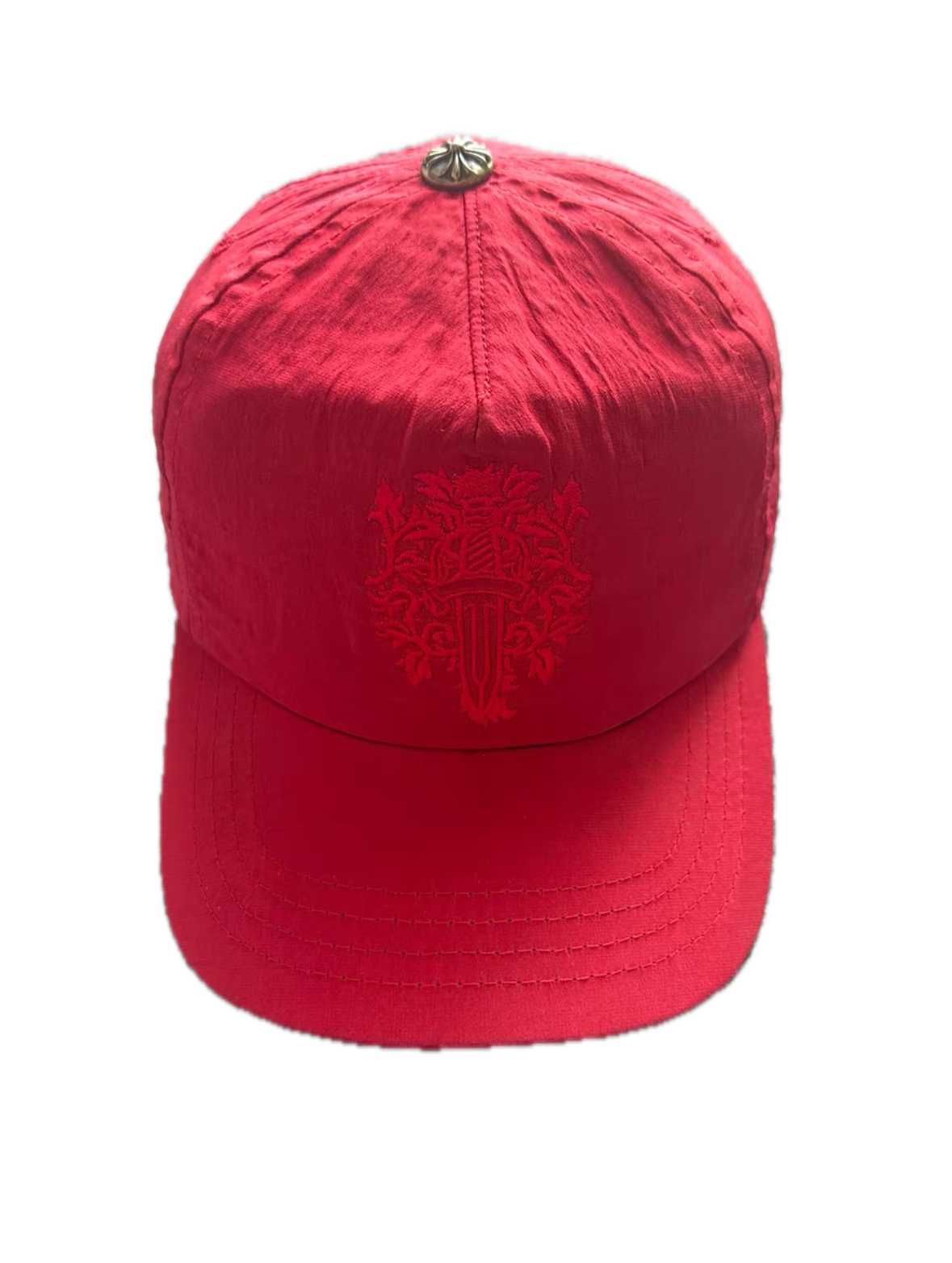 Chrome Hearts Red Silk Sword Embroidery Cap
