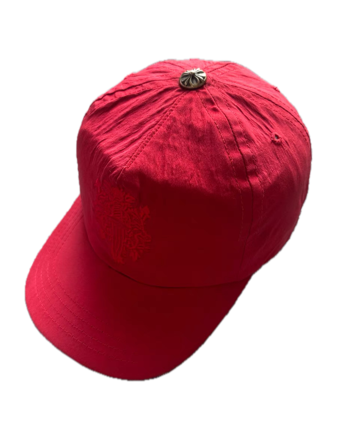 Chrome Hearts Red Silk Sword Embroidery Cap