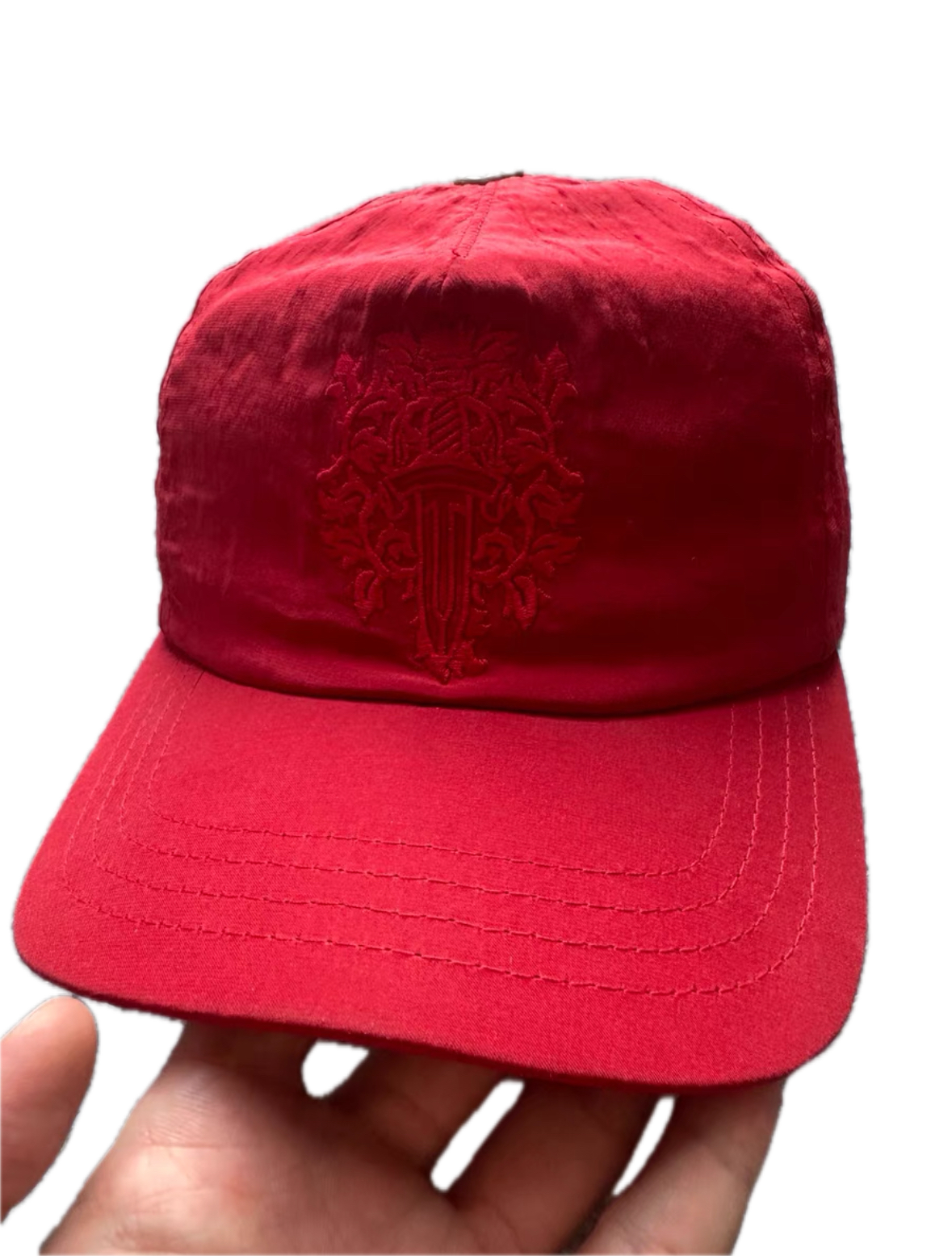 Chrome Hearts Red Silk Sword Embroidery Cap