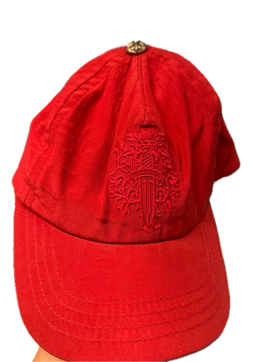 Chrome Hearts Red Silk Sword Embroidery Cap