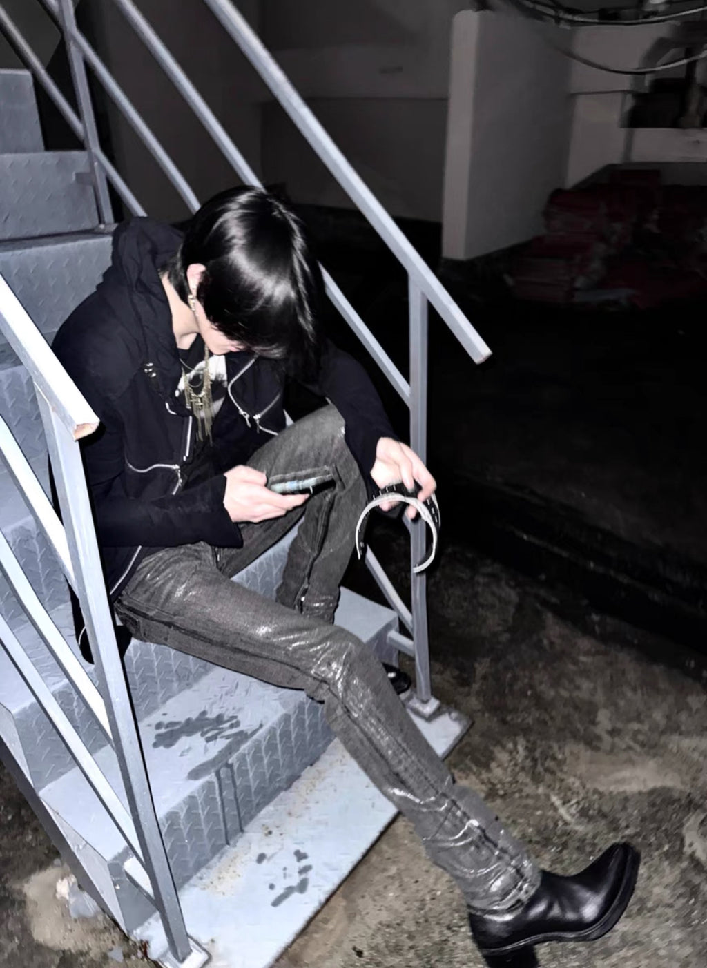 Dior Homme 08AW by Hedi Slimane Waxed Black Jeans