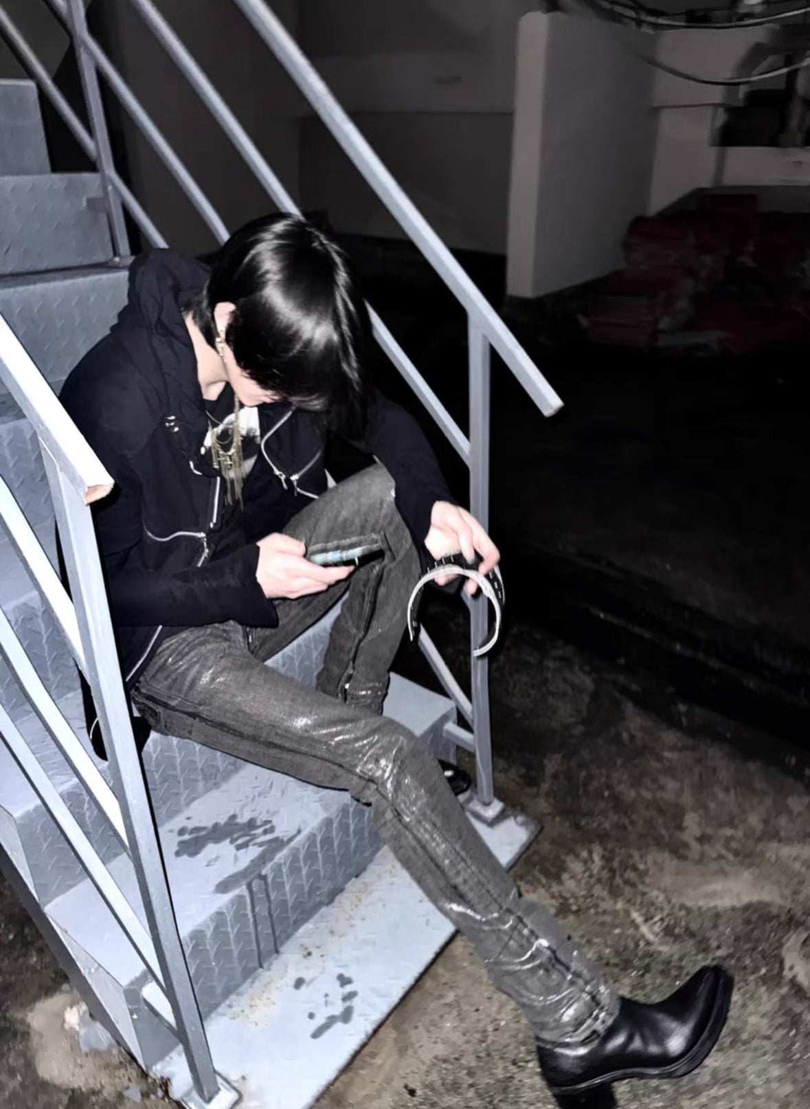 Dior Homme 08AW by Hedi Slimane Waxed Black Jeans