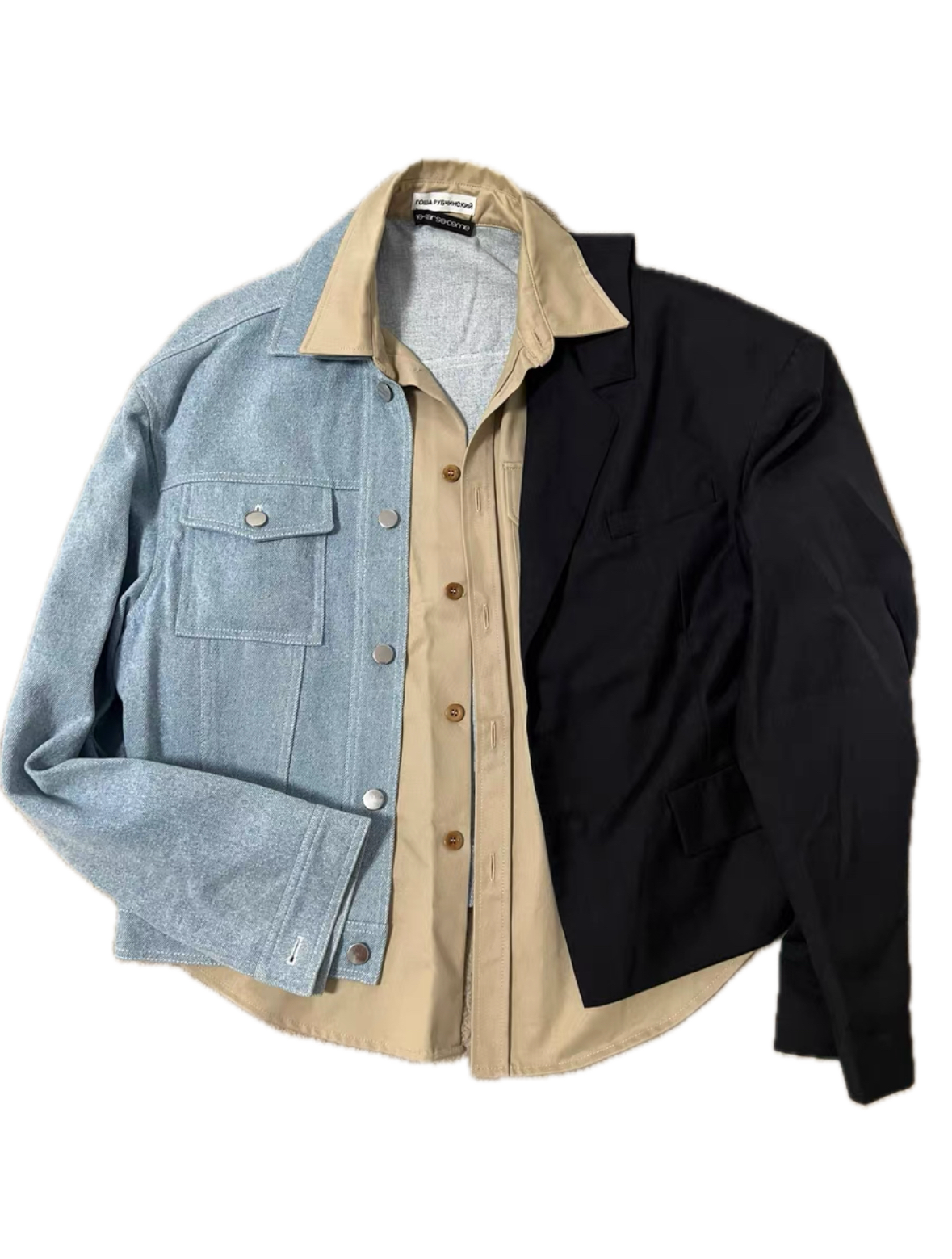 Gosha Rubchinskiy Structural Patchwork Denim Jacket/Work Shirt/Blazer