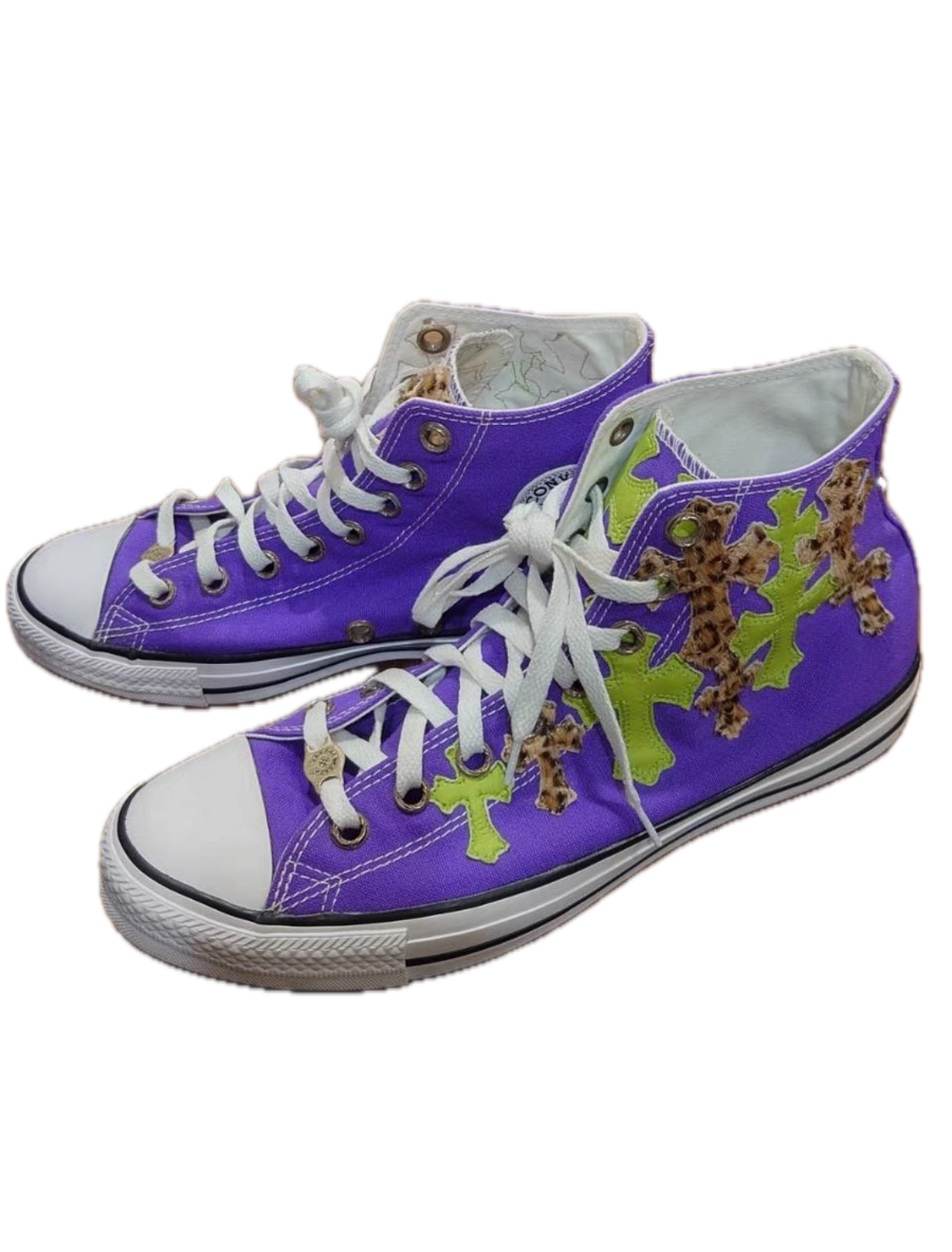Chrome Hearts x Converse Custom Purple Patchwork Sneakers — 1 of 1