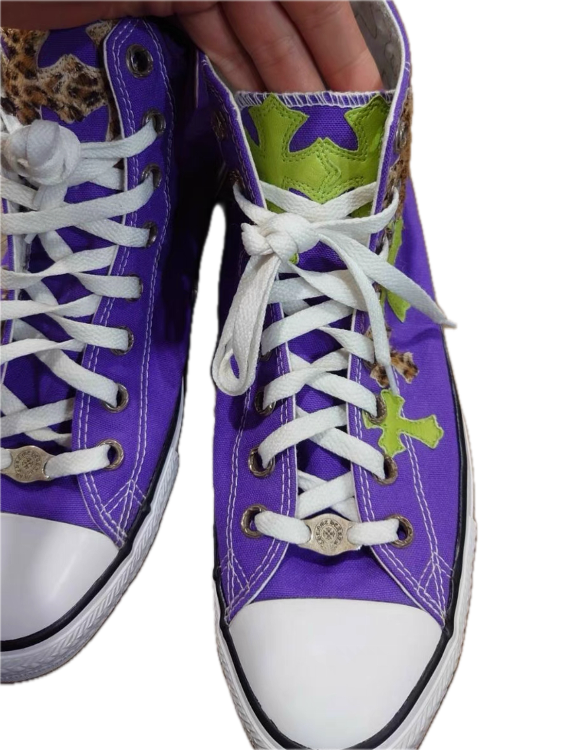 Chrome Hearts x Converse Custom Purple Patchwork Sneakers — 1 of 1