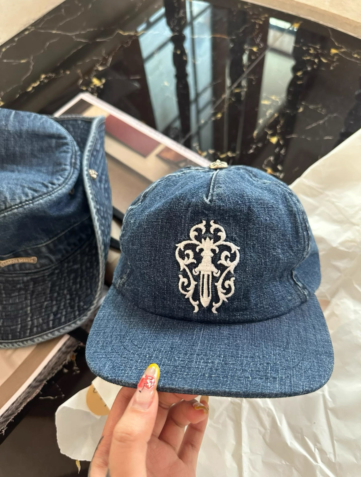Chrome Hearts Vine & Dagger Embroidered Denim Cap