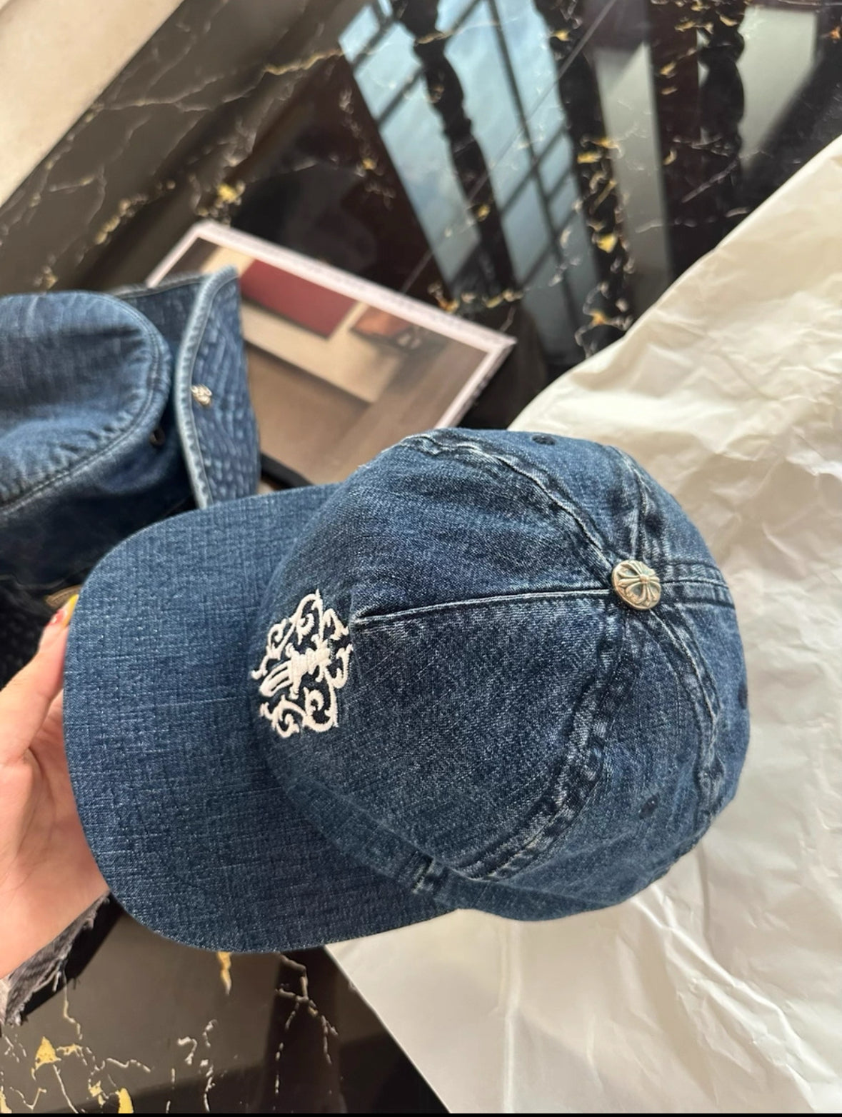 Chrome Hearts Vine & Dagger Embroidered Denim Cap