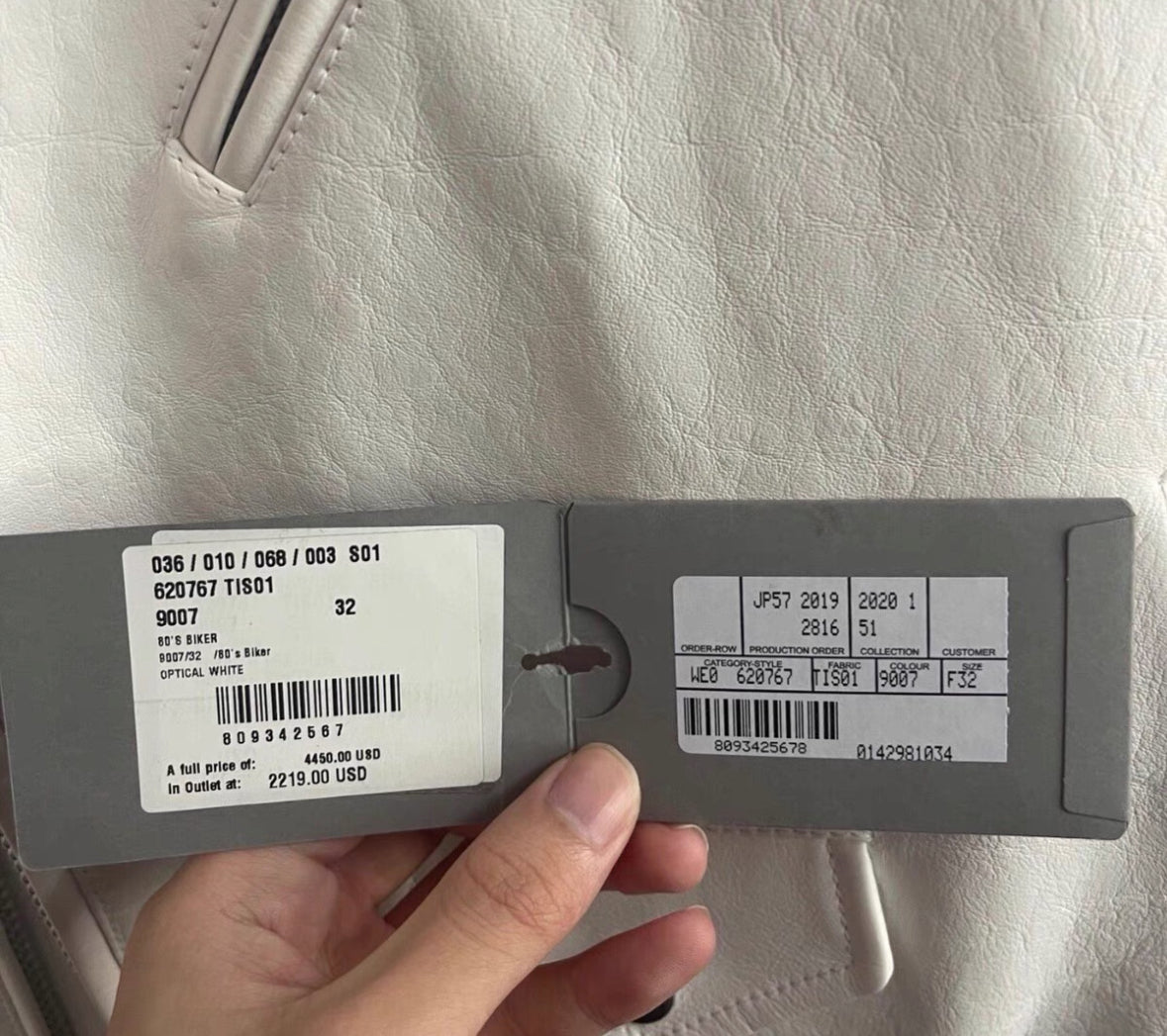 Balenciaga 20SS White Oversized Biker Jacket